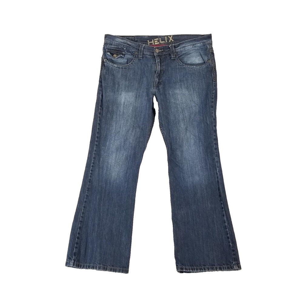 Helix jeans men's 38x32 Slim bootcut blue denim pants Y2K retro